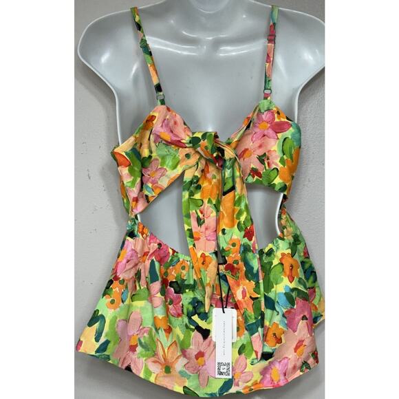 Sanctuary Cami Floral Print Tiered Top Shirt Linen Blend Women’s Size XXS NEW - Picture 4 of 7